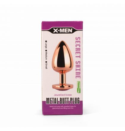 Dop anal din metal X-MEN Rose Gold Heart, 7.1 cm